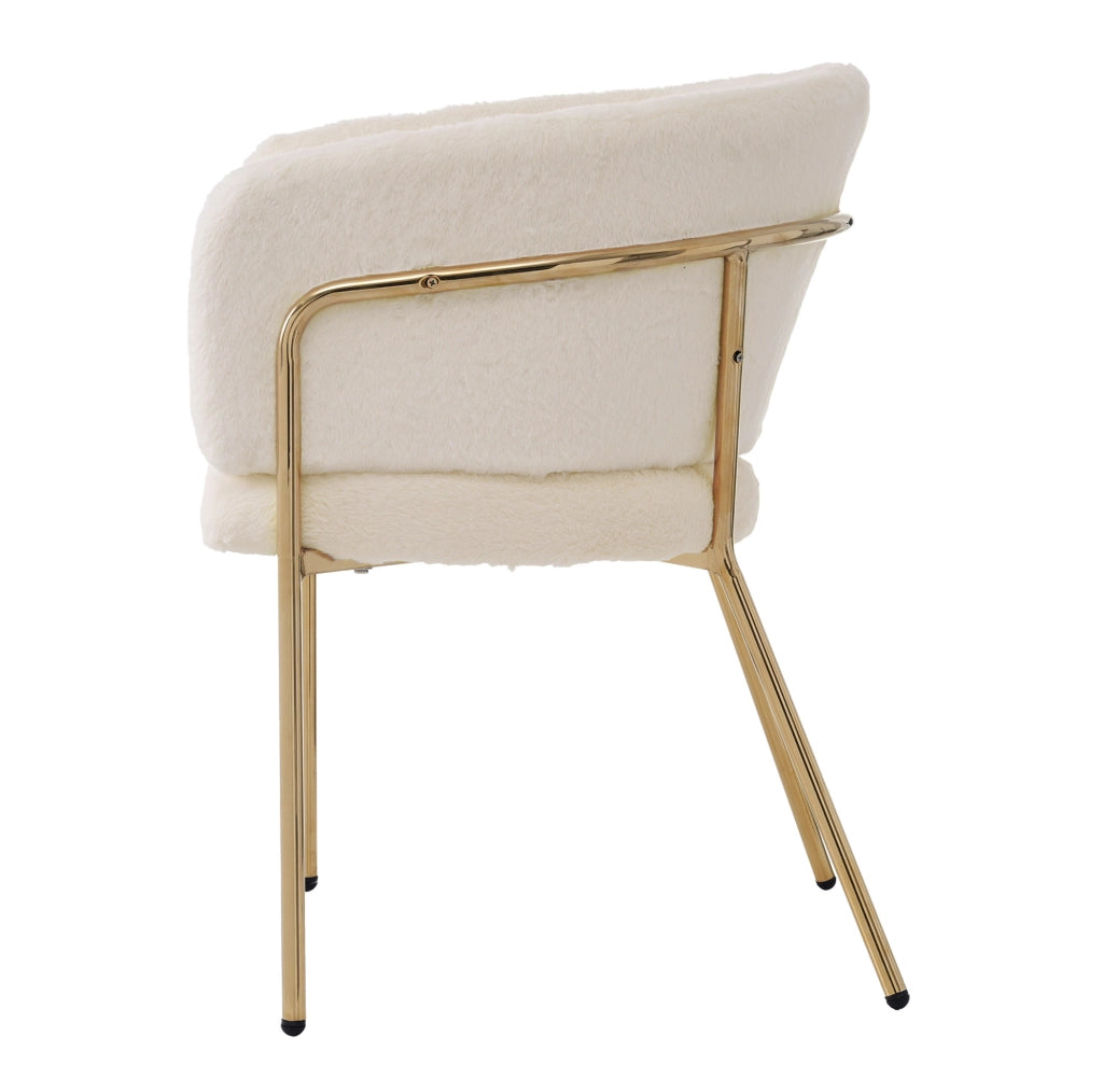 Set di 2 sedie relax con quattro gambe in metallo in pelliccia sintetica bianca