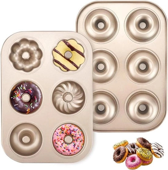 Fornello per donuts con 6 forme - rivestimento antiscivolo - acciaio inossidabile - 3 set di stampi - donuts mini - forno per torte - biscotti - muffins - donuts