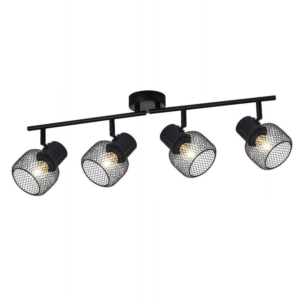ZMH Faretto da soffitto neri 4 luci E27 orientabili 330° metallo max 25W per sale pranzo cucine