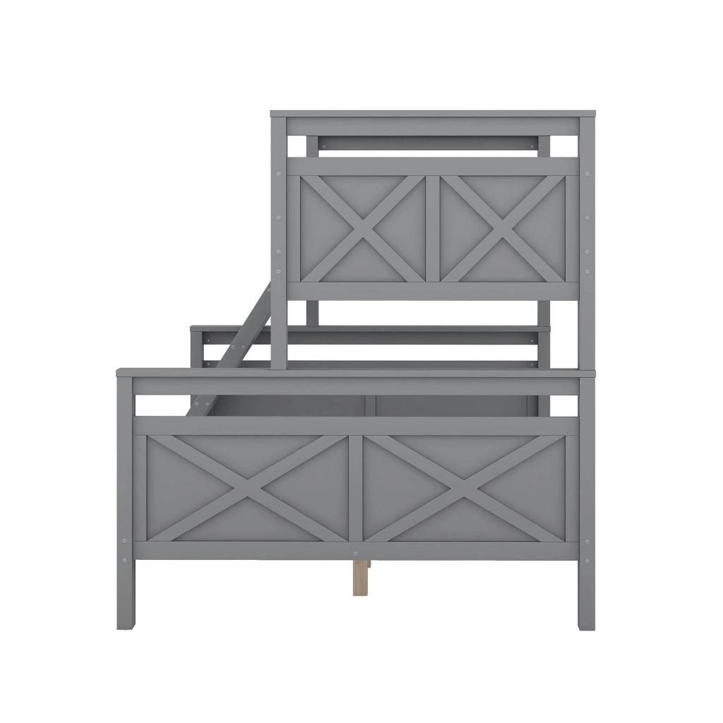LETTO A CASTELLO convertibile in 2 letti separati 90/140x200 cm grigio