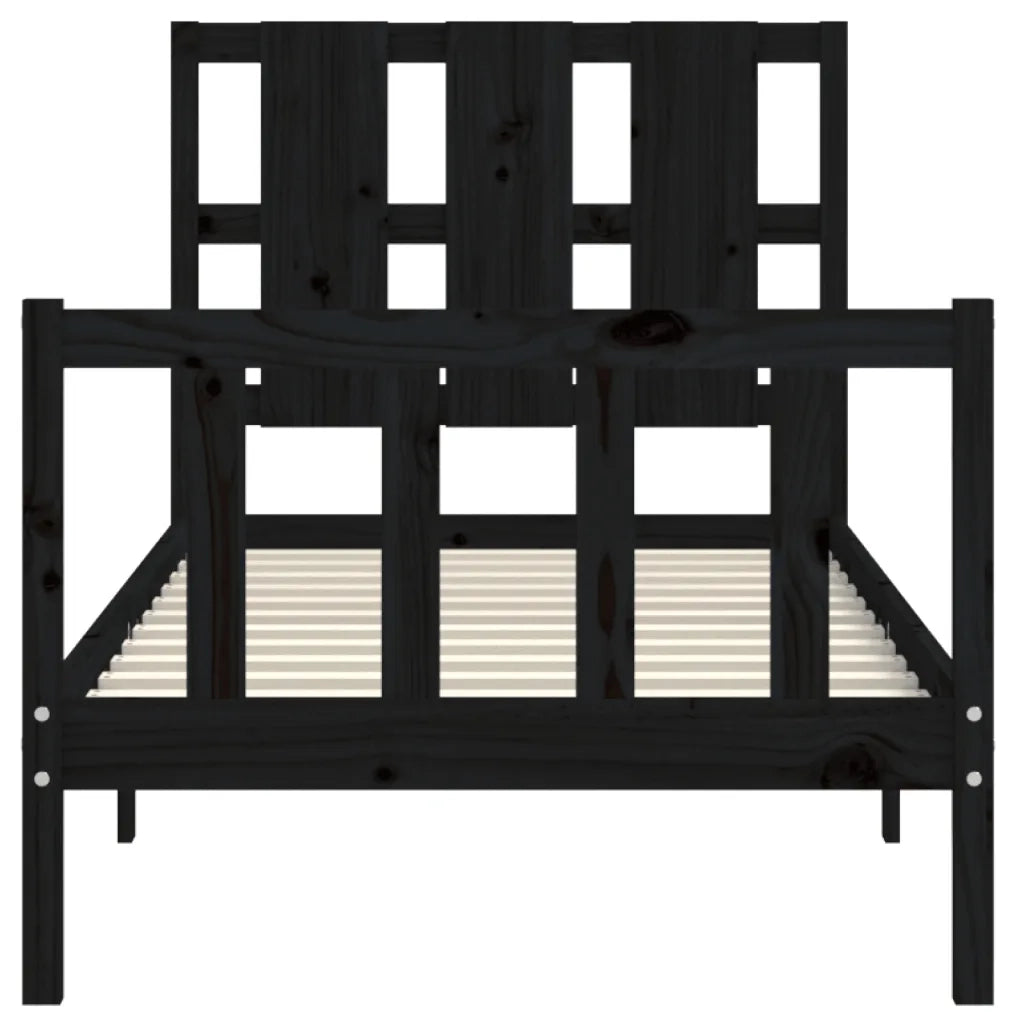 Giroletto con Testiera Nero Small Single in Legno Massello 3192195