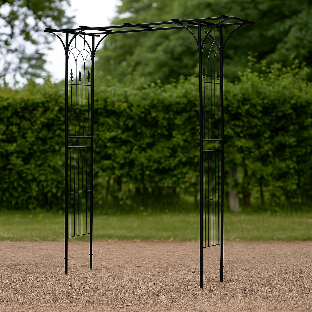 Arco da giardino per rose e piante rampicanti 205x50x208cm acciaio nero