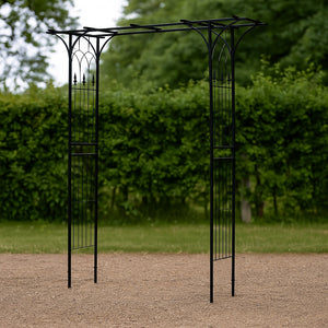 Arco da giardino per rose e piante rampicanti 205x50x208cm acciaio nero
