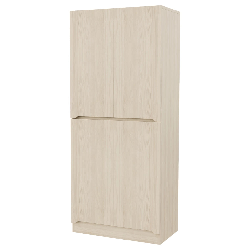Armadio a doppia anta 70×40×170 cm con vano inferiore e ripiani; legno; bianco