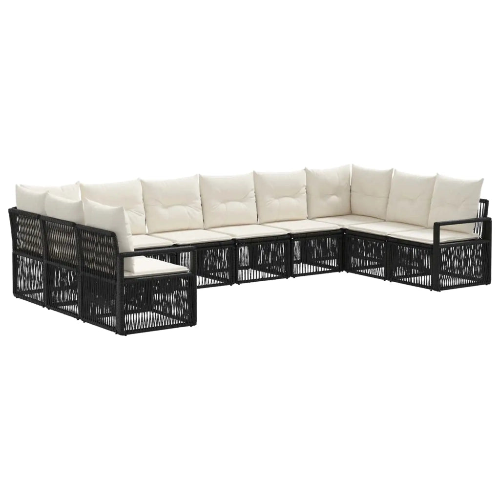 Set Divano da Giardino 10 pcs Nero polyrattan 3435820