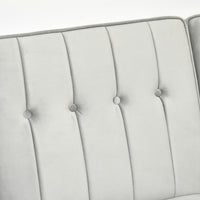 Divano Letto 3 Posti 218x85x86 cm con Poggiapiedi e Schienale Reclinabile in Tessuto Effetto Velluto Grigio Chiaro