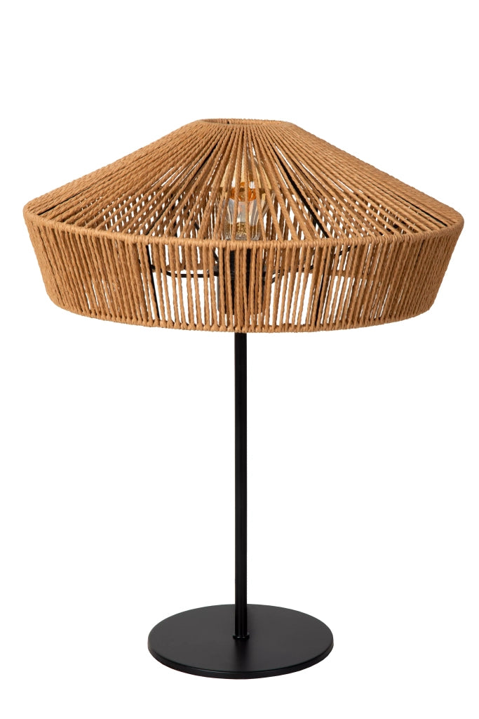 Lampada da tavolo Yunkai Lucide E27 rattan nero marrone