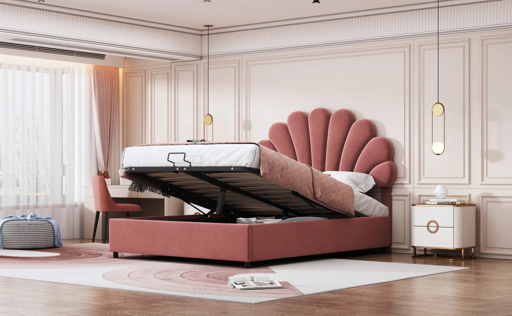 letto imbottito velluto rosa 140 x 200 cm