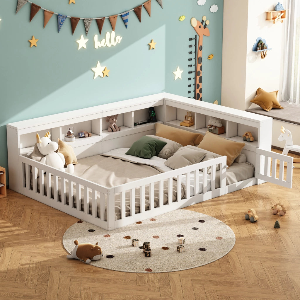OKWISH Letto a Divano 140×190 cm, Letto Matrimoniale con Contenitore, USB, Presa e Sponda Estraibile, senza Materasso, Bianco