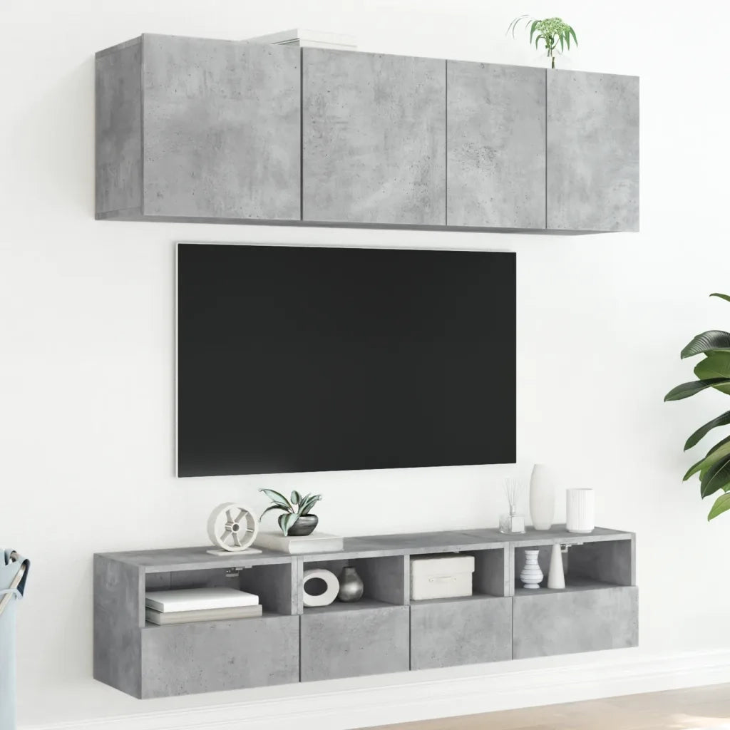 Mobili TV Muro 2pz Grigio Cemento 40x30x30 cm Legno Multistrato 836847