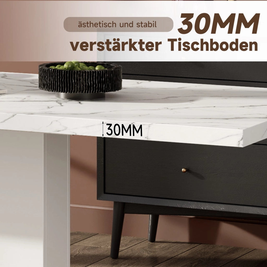 Tavolo da pranzo allungabile rettangolare per 6-8 persone ¨C MINIMAL ¨C bianco, 140/180x70 cm