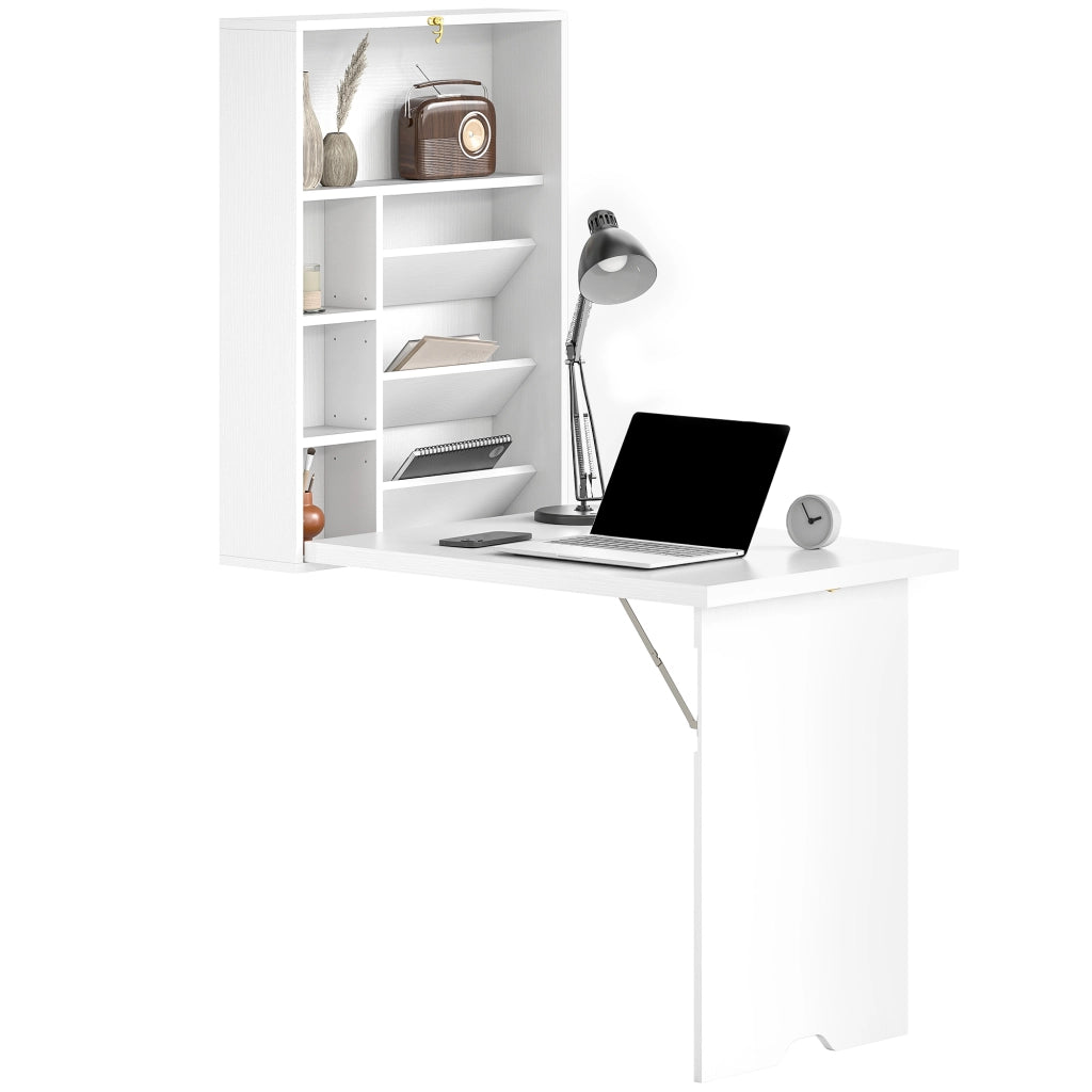 Scrivania a muro pieghevole ¨C zephmum ¨C bianco 93.8x60x147 cm