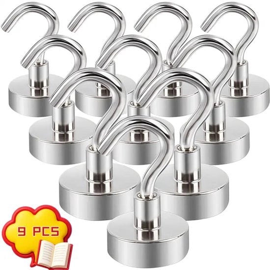 Magnetico robusto con gancio | 20 mm magnetico forte | Metallo lucido | Multifunzionale | Appoggio per oggetti nella zona bagno