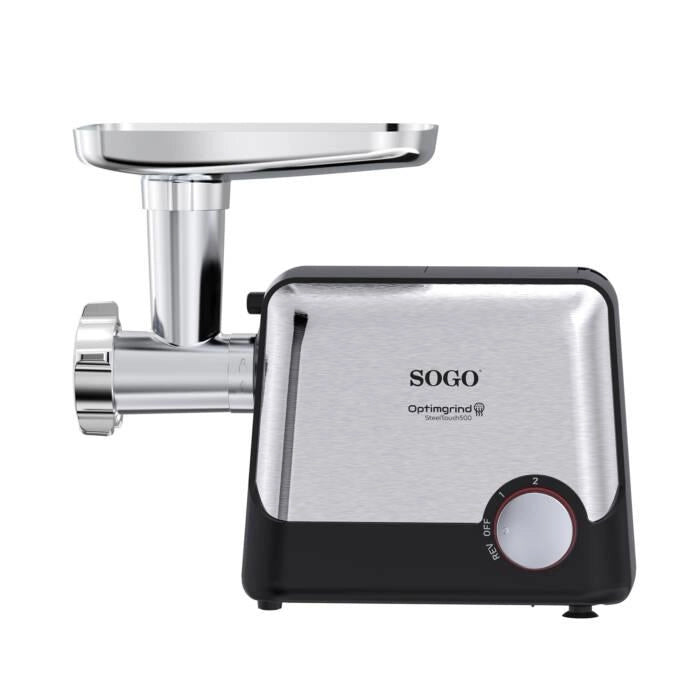 Tritacarne elettrico 500W con 3 dischi di taglio, funzione inversa, 2 velocità, accessori completi per salsicce - SOGO
