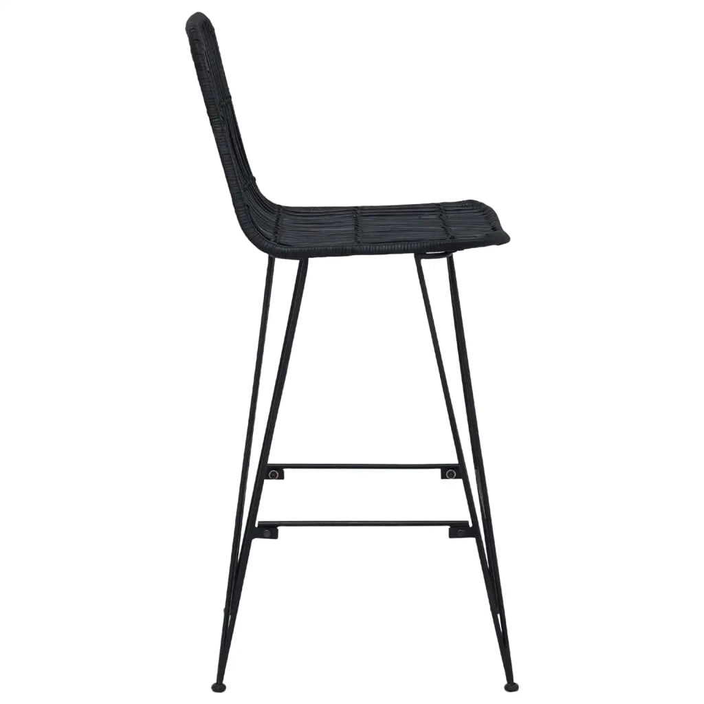 Sgabello da bar 2 pcs Nero 44 x 55 x 109 cm Rattan e acciaio