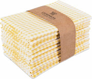 Set di 10 Asciugamani da Cucina Premium - 100% Cotone - Certificato Oeko Tex 100 - Dimensioni 50x70 cm & Appeso - Asciugamani da Cucina senza Piume e Moderni - Asciugamani da Cucina Vintage (Giallo)