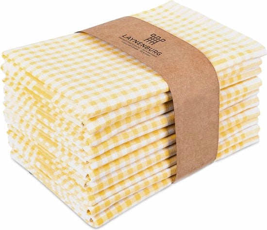 Set di 10 Asciugamani da Cucina Premium - 100% Cotone - Certificato Oeko Tex 100 - Dimensioni 50x70 cm & Appeso - Asciugamani da Cucina senza Piume e Moderni - Asciugamani da Cucina Vintage (Giallo)