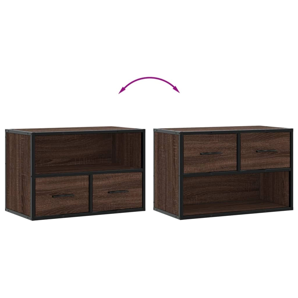 Mobile TV multimediale mensola TV credenza mobile TV per sala da pranzo soggiorno camera da letto rovere marrone 60 x 31 x 39,5 cm legno ingegnerizzato e metallo marrone 02_0027253