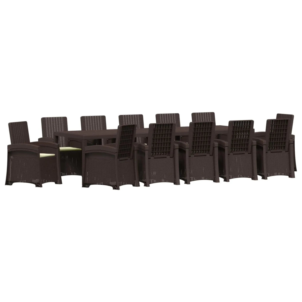 Set da Pranzo per Giardino 14 pz Marrone e Crema PP 3430187