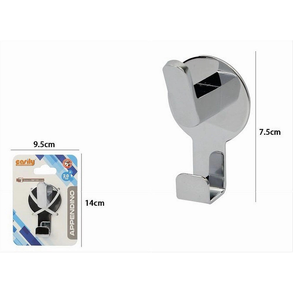 Trade Shop - Appendino Gancio 2 Posti Porta Asciugamano Bagno Casa Cucina Cromato 7.5cm 59730 -