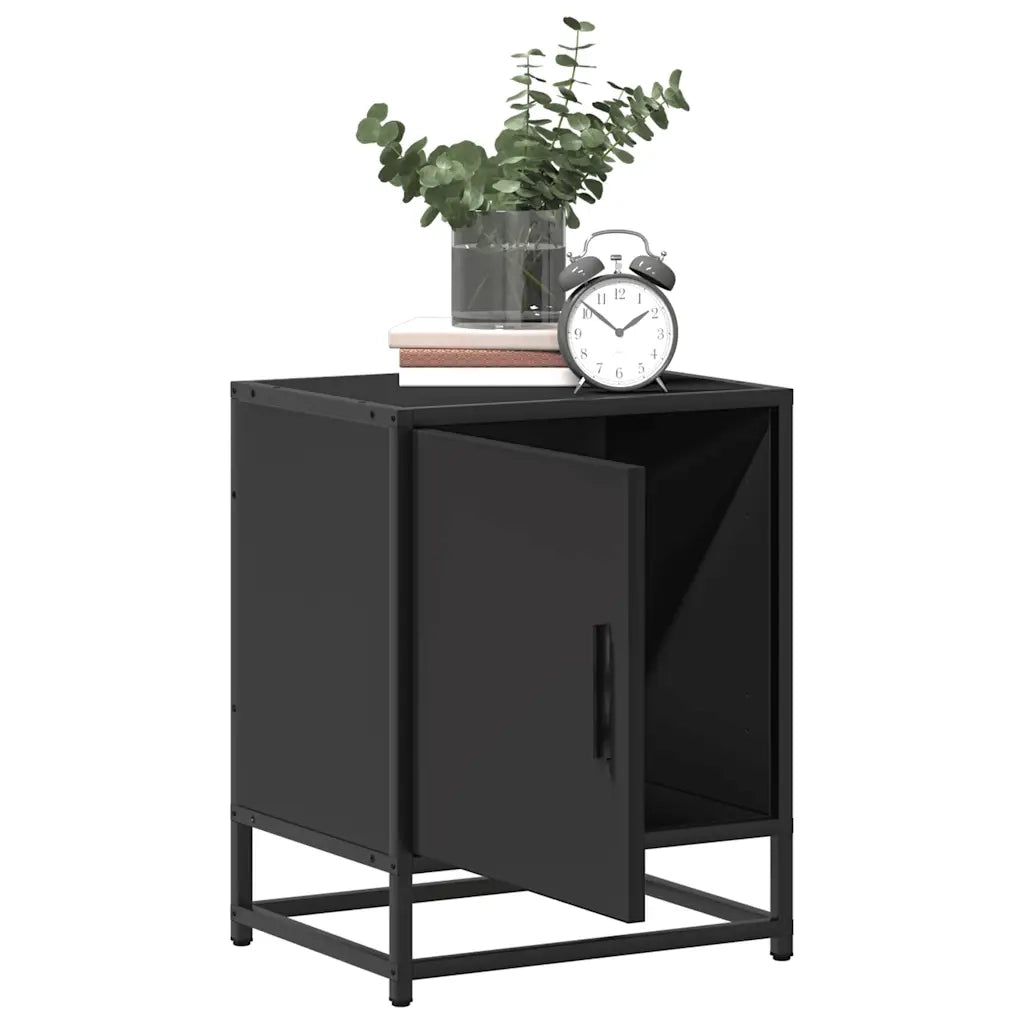 Comodini 2pz Neri 40x31x50 cm Legno Multistrato Metallo 848710