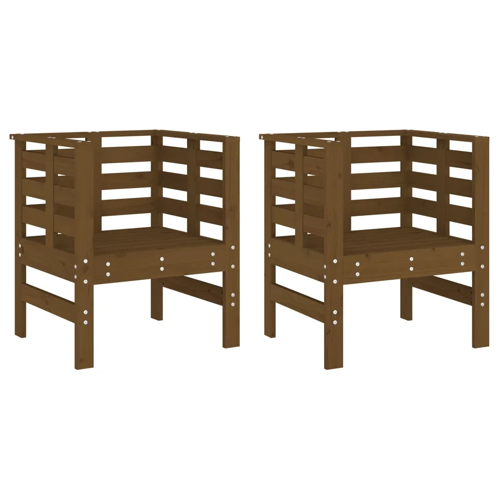 Sedie da Giardino 2 pz | Sedie da Esterno Ambra 61,5x53x71cm Legno Massello di Pino