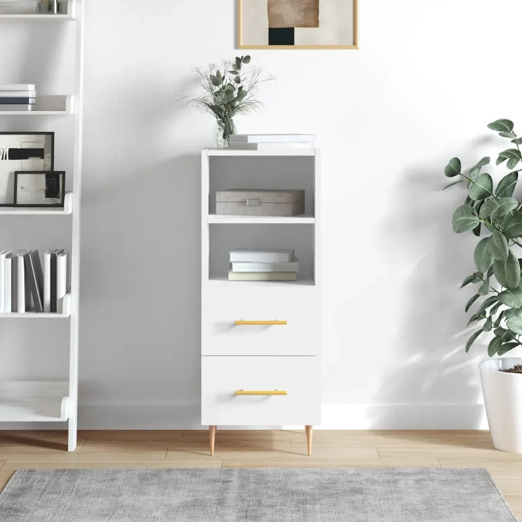 Credenza-Buffet-Armadio da cucina Bianco Lucido 34,5x34x90 cm in Legno Multistrato 504607
