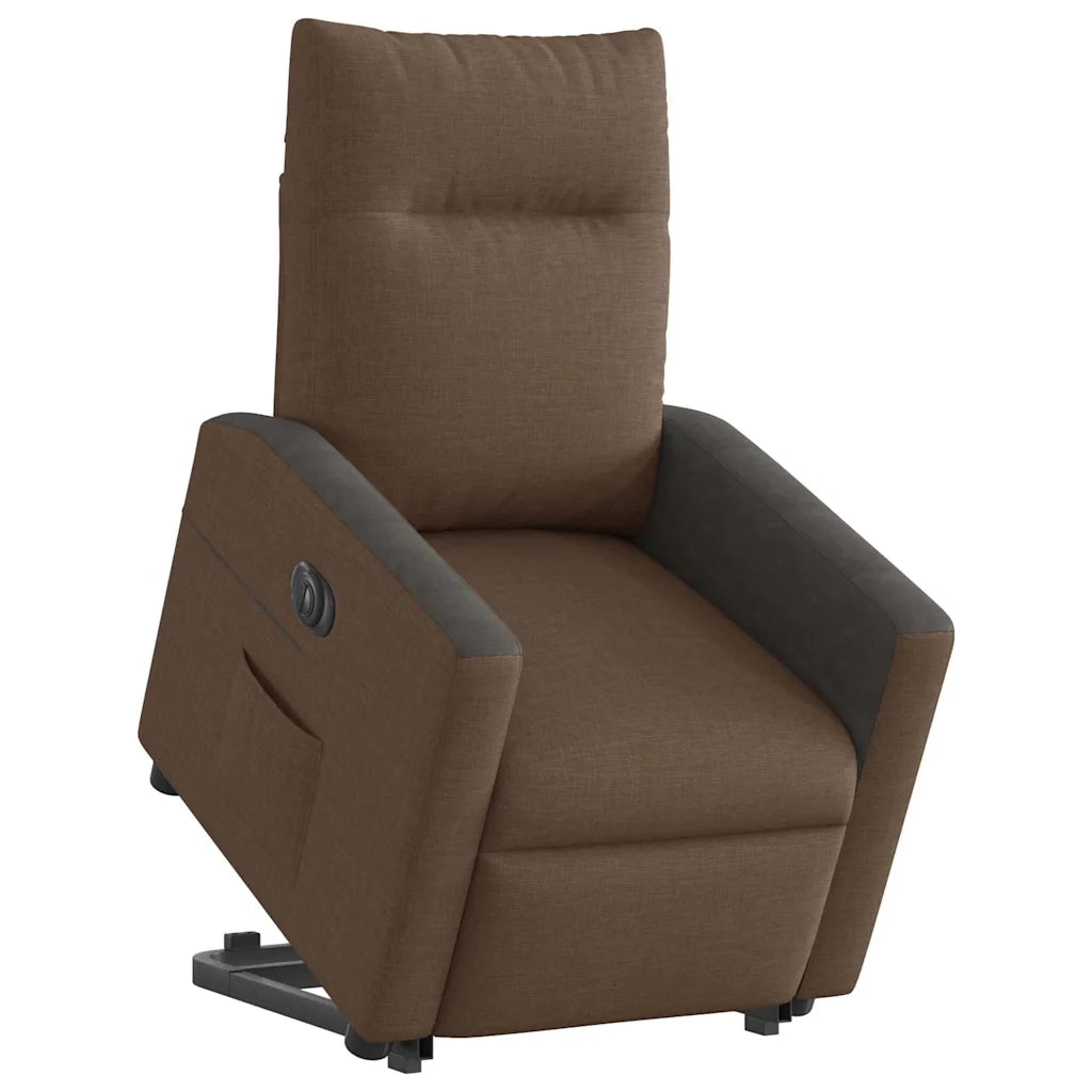 Poltrona Alzapersona Reclinabile Elettrica Marrone Tessuto 3324069
