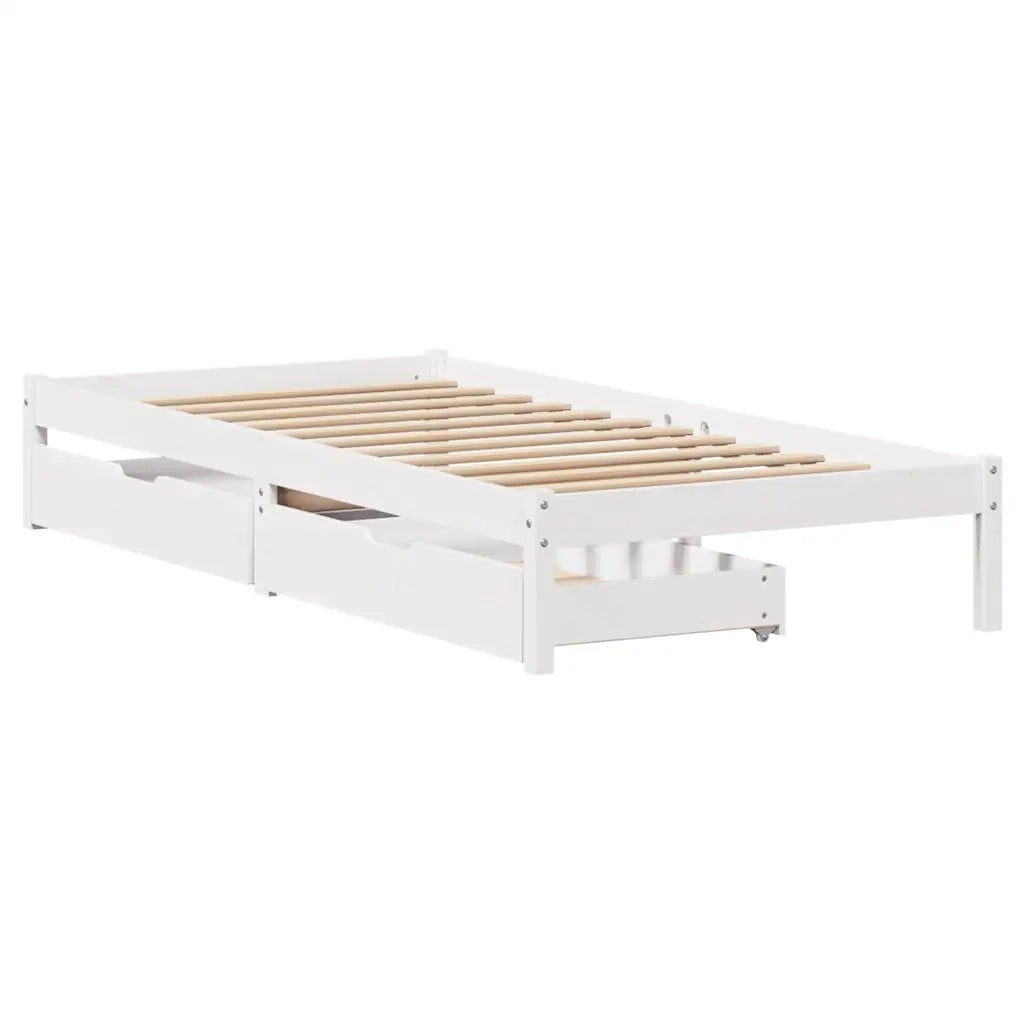 Letto senza Materasso Bianco 90x190 cm in Legno Massello Pino 3301423