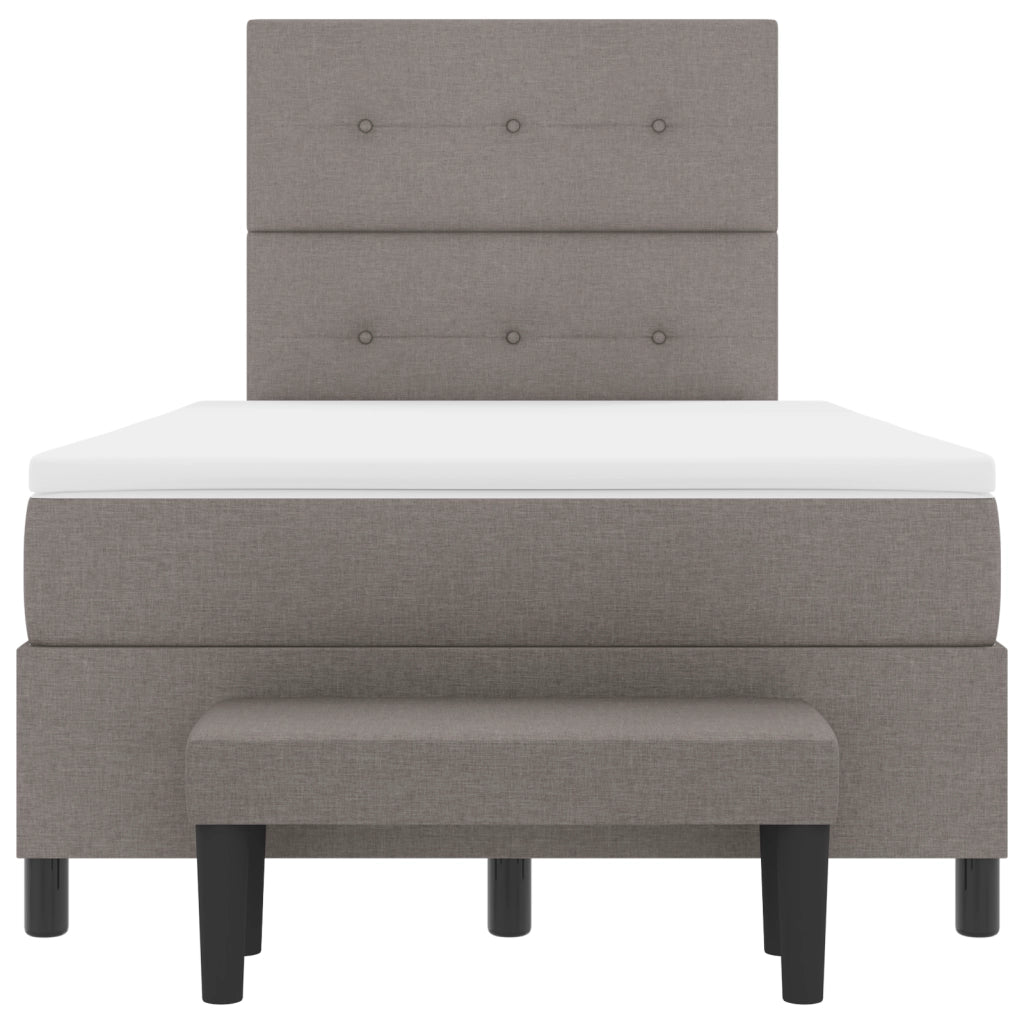 Letto Box Spring con Materasso & Panca Taupe 120x200 cm Tessuto