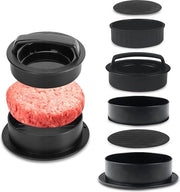Hamburgerpers professionale 3-in-1, anti-aanbaklaag, con manico in ABS, forma a stecchino per hamburger deliziosi, pedali, cheeseburgers, polpette di carne, griglia