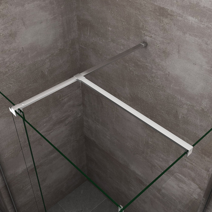 Box Doccia Angolare Con Pannello Fisso Laterale E Porta Frontale Scorrevole Senza Telaio H 200 Cromo Trasparente Cm 90 (88-90) x 170 (166-171)