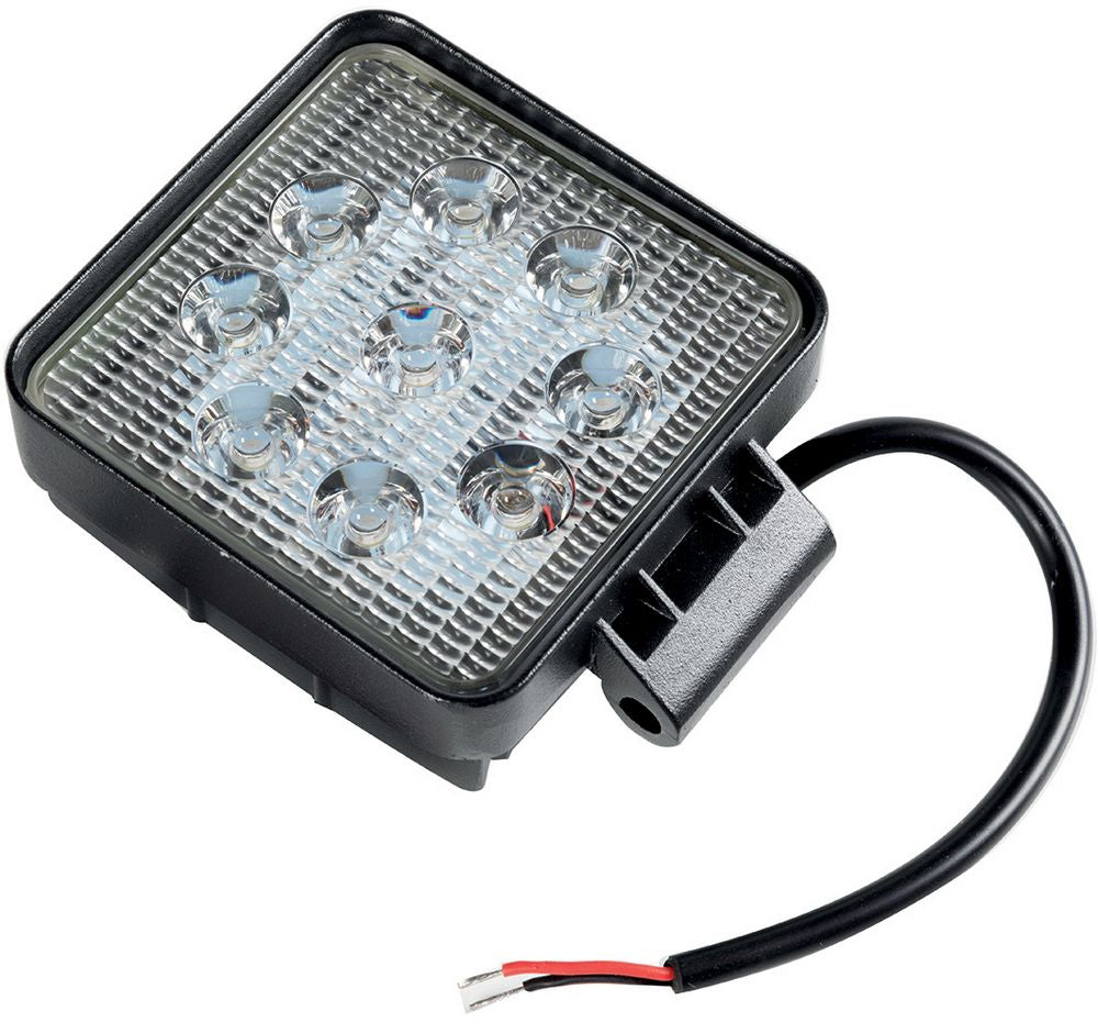 Faro ausiliario 9 led quadrato auto nero, indicatore fuori strada