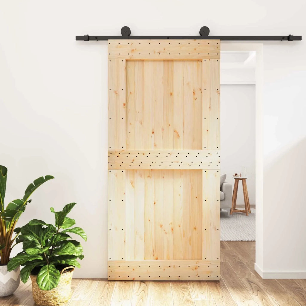 Porta scorrevole Naturale e Nero 100 x 210 cm 3444997