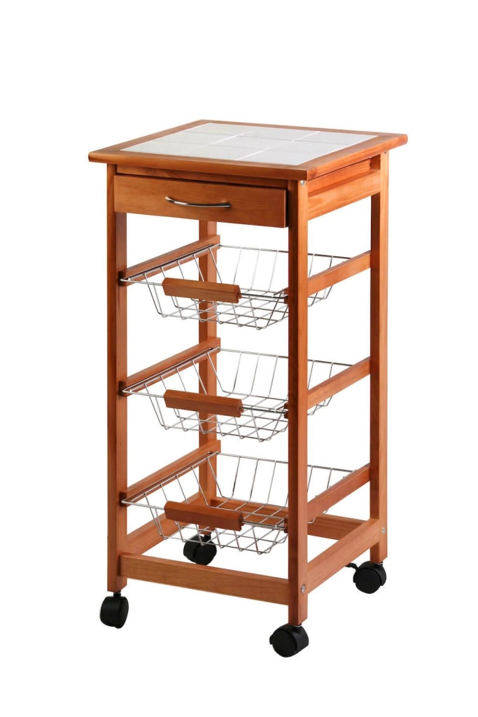 Carrello da Cucina in Legno Faggio 3 Cestelli Tosini A308-28B