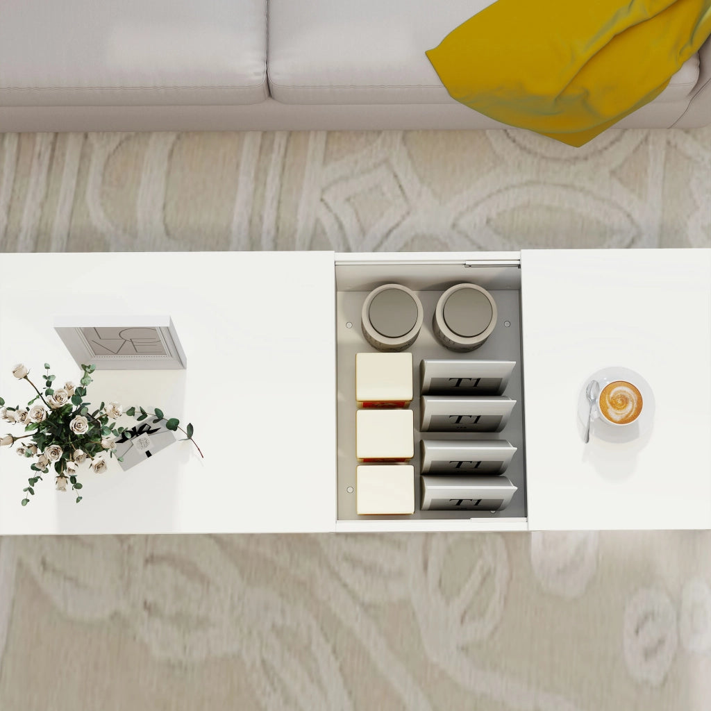 Tavolino da caff¨¨ regolabile in altezza ¨C Zephmum ¨C Bianco 60x40x50-60