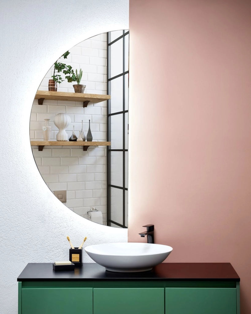 Specchio LED sospeso 60 x 120 cm semicircolare moderno contemporaneo per il bagno Vanity montato a parete per il trucco in camera da letto