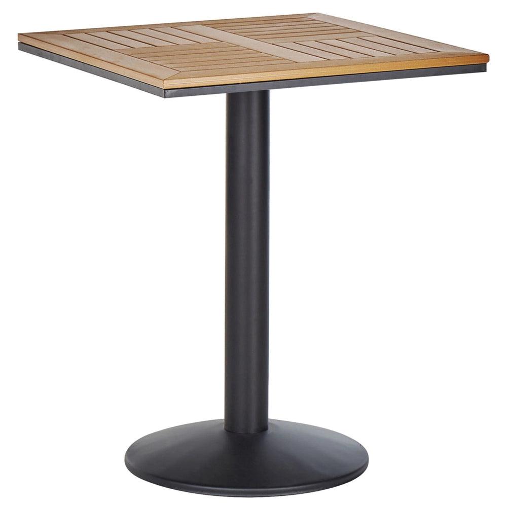 Tavolino da caffè da bistrot da giardino in legno chiaro piano quadrato 60x60 cm base in metallo Nero rustico moderno