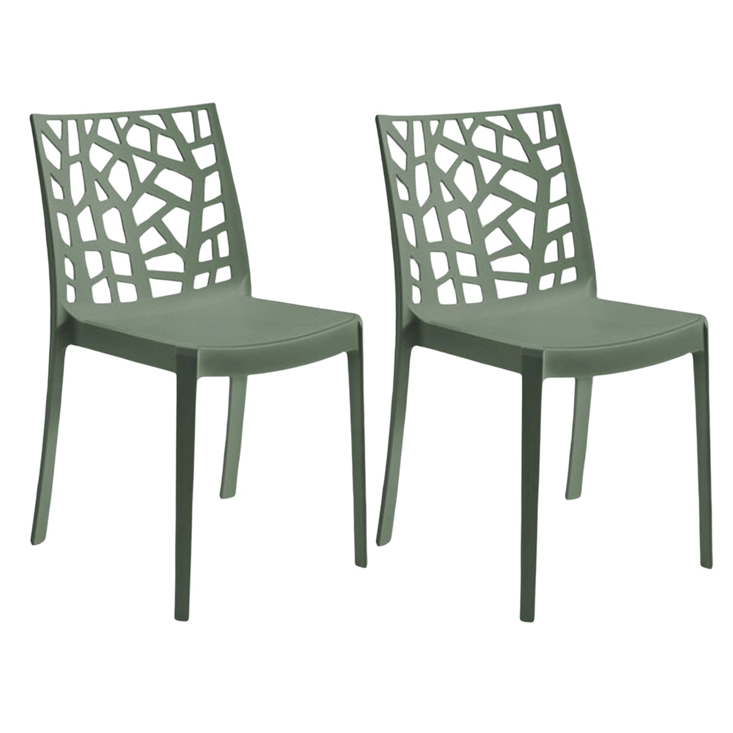 Sedia In Polipropilene Da Interno Esterno Giardino Impilabile Design Sedie Resistenti Moderne Per Terrazzo Verde/2 Sedie