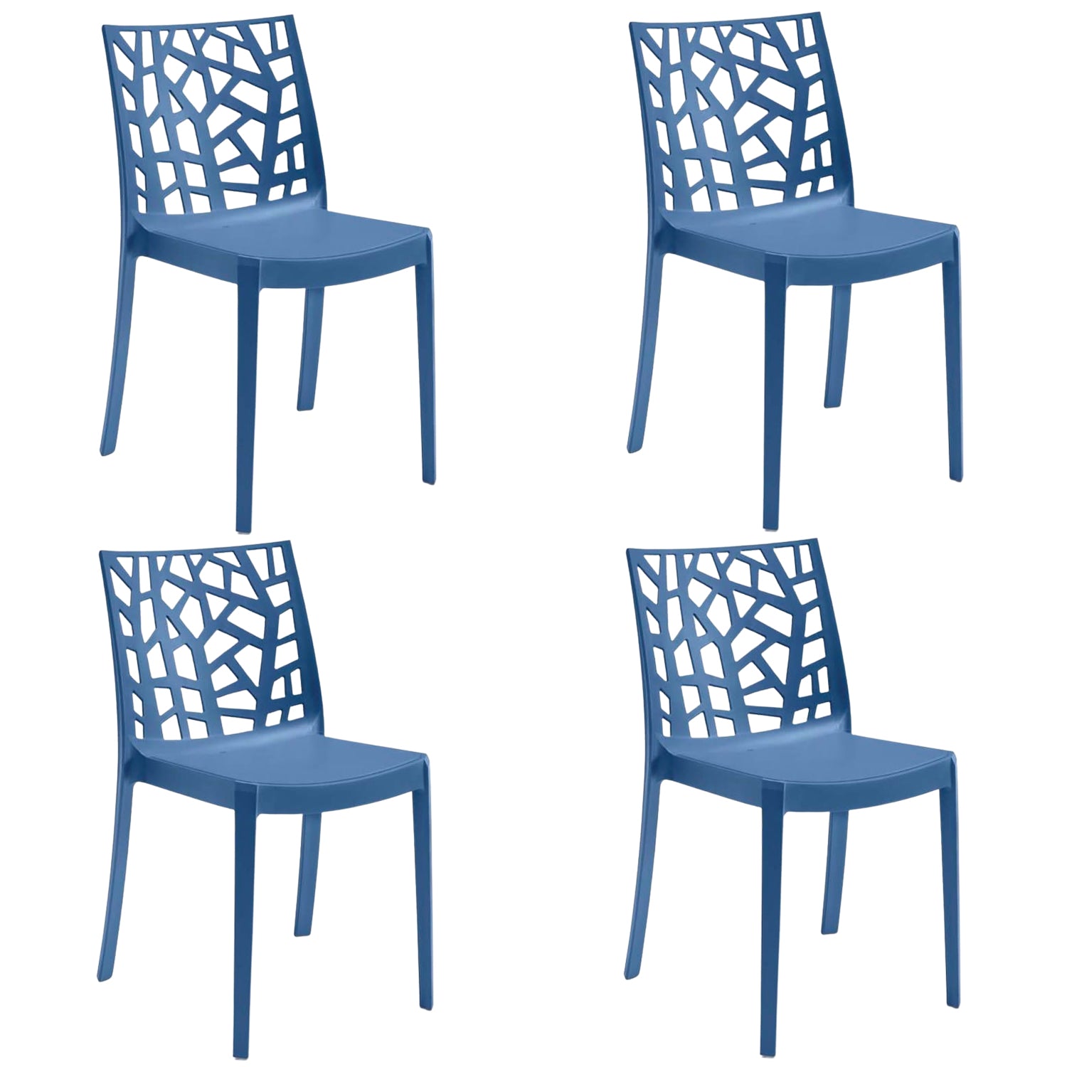 Sedia In Polipropilene Da Interno Esterno Giardino Impilabile Design Sedie Resistenti Moderne Per Terrazzo B Blu/4 Sedie