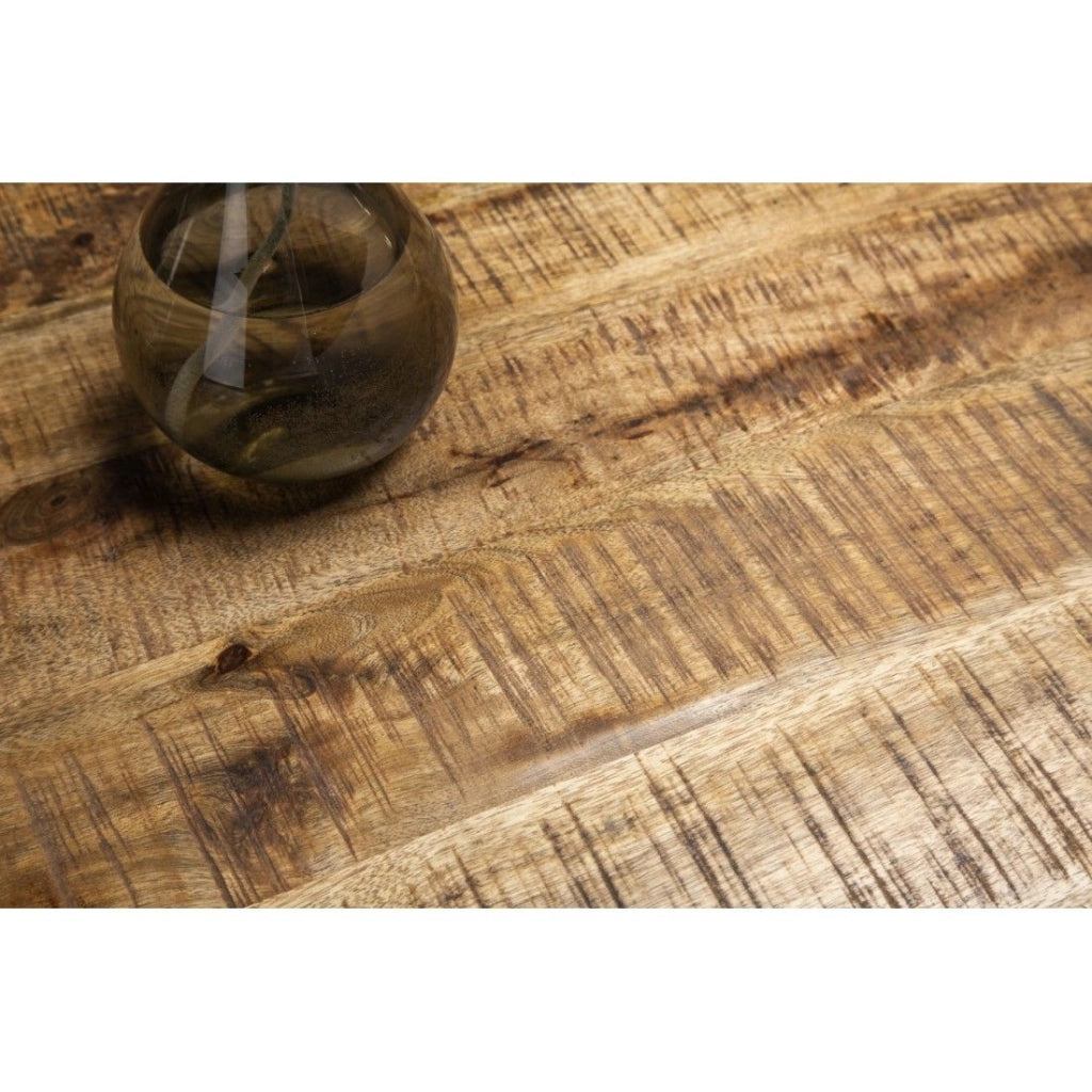 Tavolo da pranzo SOLARA 200 cm – Piano in legno massiccio e metallo nero