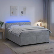 Letto con Box Spring, Materasso e LED Grigio Chiaro Velluto 3452186