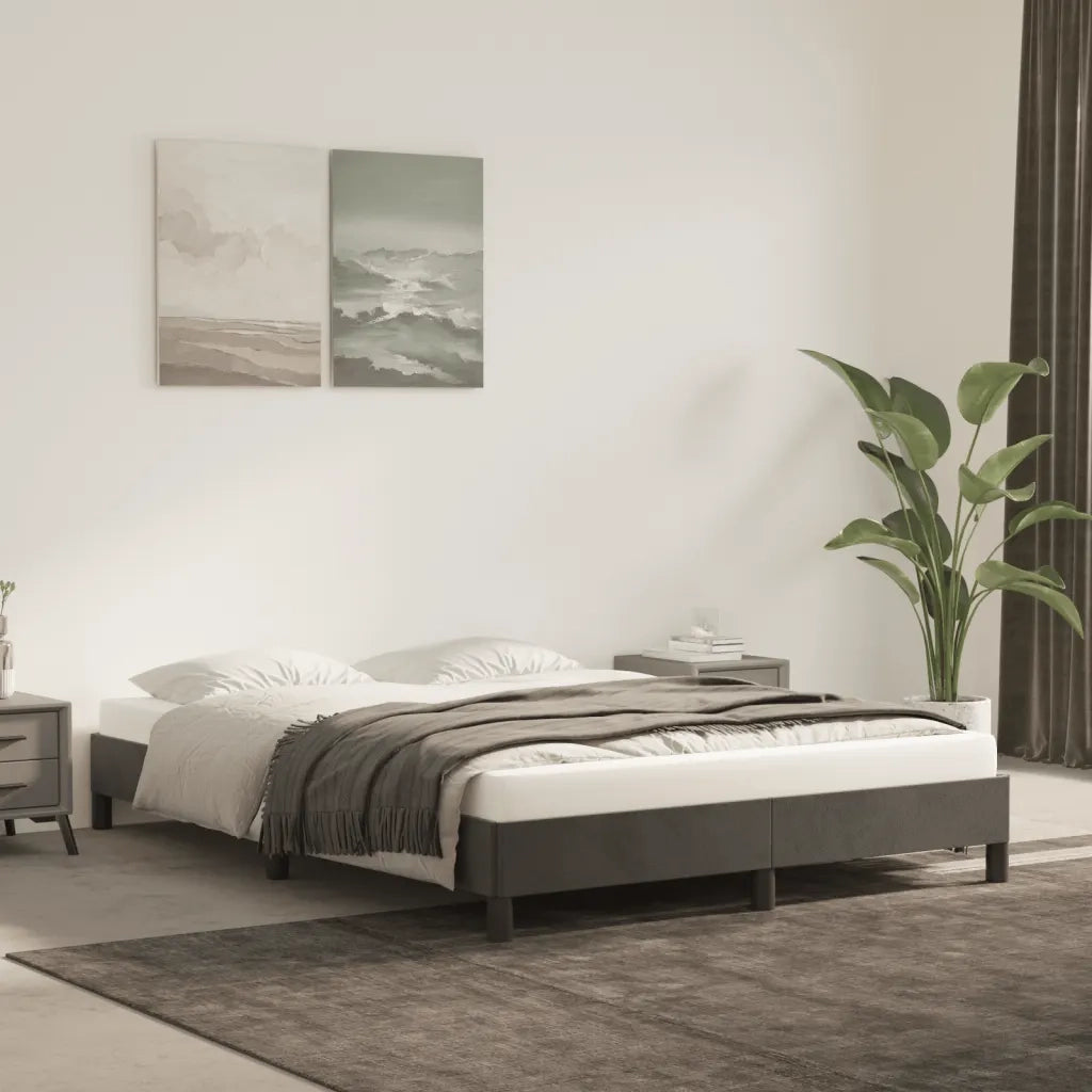 Giroletto senza Materasso Grigio Scuro 140x190 cm Velluto 346971