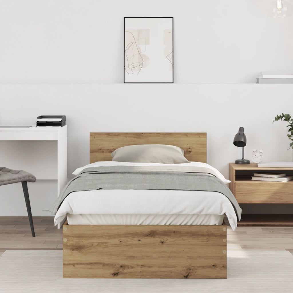 Rete Letto in Quercia Artigianale 90x190 cm Legno Ingegnerizzato