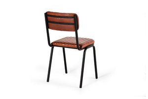 Set 2 sedie in stile industriale in cuoio naturale marrone 