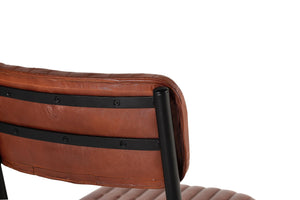 Set 2 sedie in stile industriale in cuoio naturale marrone 