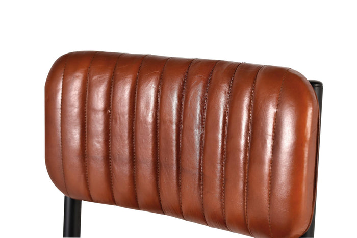 Set 2 sedie in stile industriale in cuoio naturale marrone 