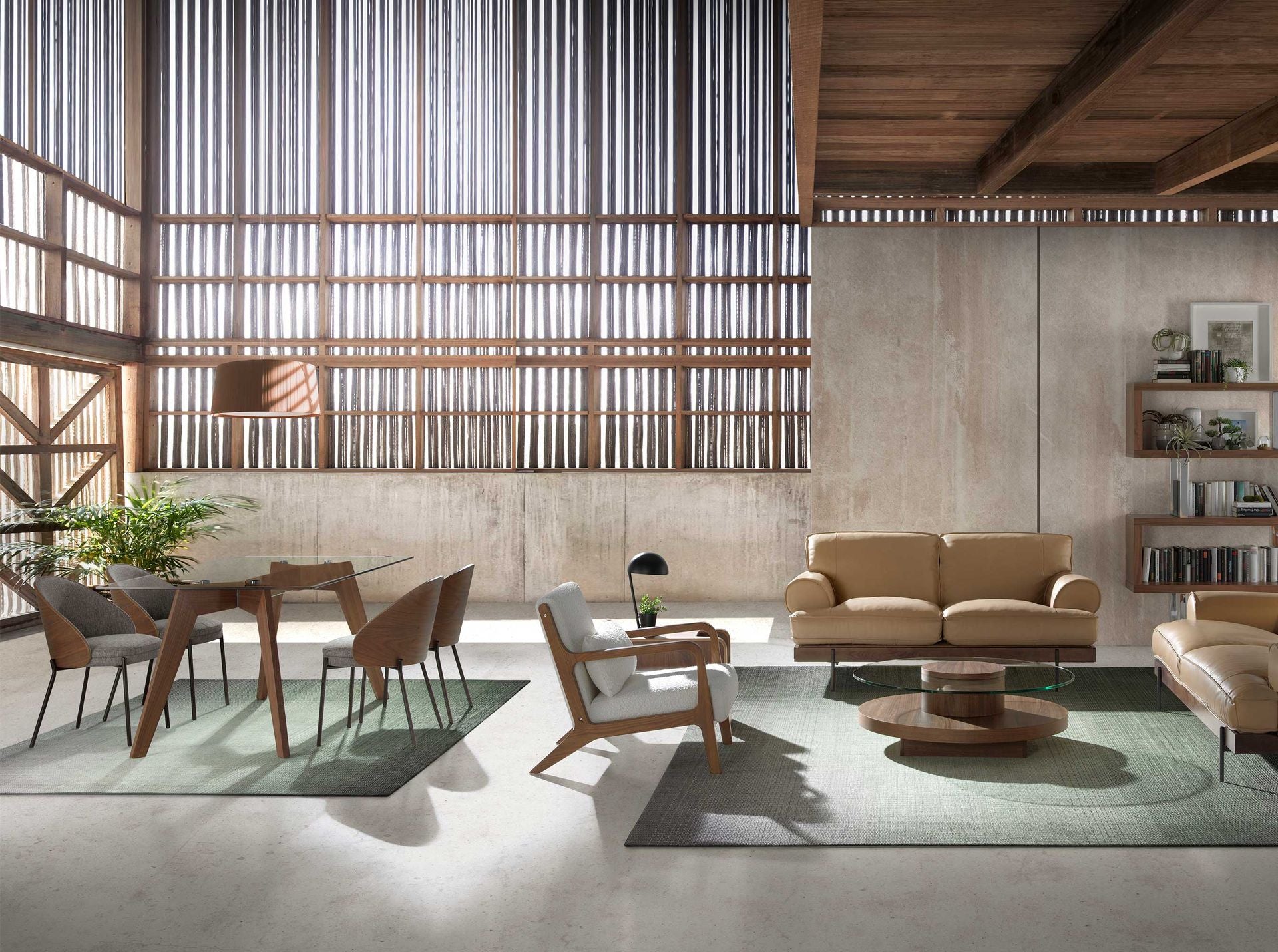 Tavolo da pranzo rettangolare vetro temperato e noce