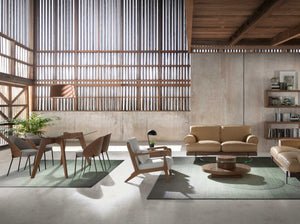 Tavolo da pranzo rettangolare vetro temperato e noce