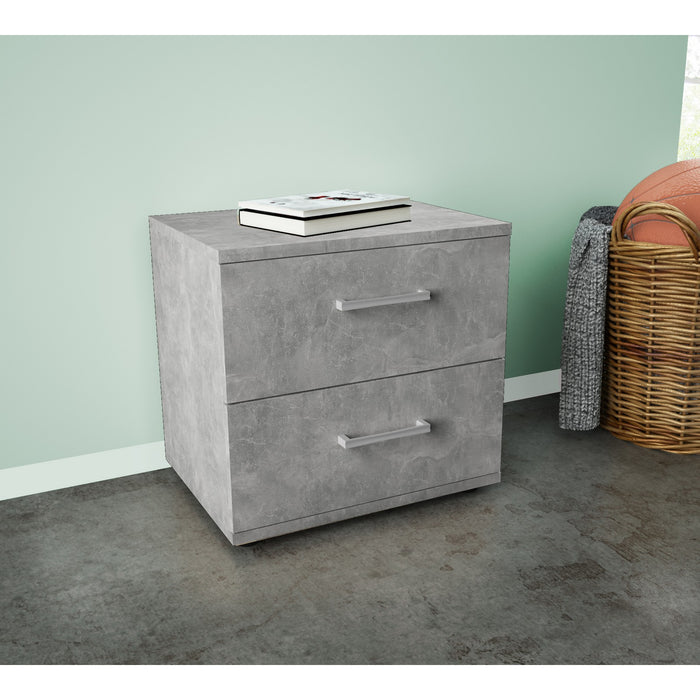 kit comodino 2 cassetti cm 48x41x36 cemento chiaro.k4298 cod:ferx.1031